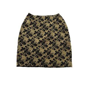 Area Code Vintage Pencil Skirt in Gold Black Lace Floral